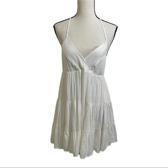 Inmod womens mini dress tiered v-neck rayon back crisscross pattern Small - Picture 13 of 15